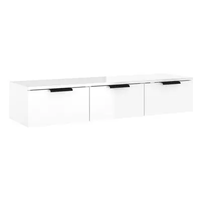 (High gloss white) vidaXL Wall Cabinet Floating TV Unit Media Cabinet Storage Engineered Wood