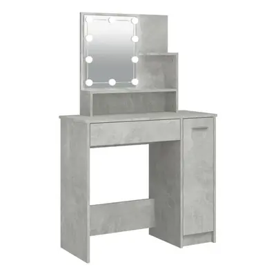 (Concrete grey) vidaXL Dressing Table with LED Vanity Table Makeup Vanity Desk Cosmetic Table