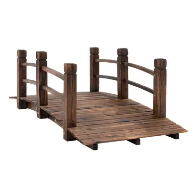 Outsunny Wooden Garden Bridge Lawn DÃ©cor Stained Finish Arc Outdoor Walkway