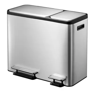 EKO Pedal Bin EcoCasa 30+15 Matte Silver Kitchen Dustbin Waste Rubbish Bin