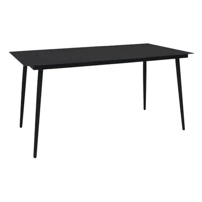 vidaXL Garden Dining Table Black 150cm Steel and Glass Outdoor Dinner Desk