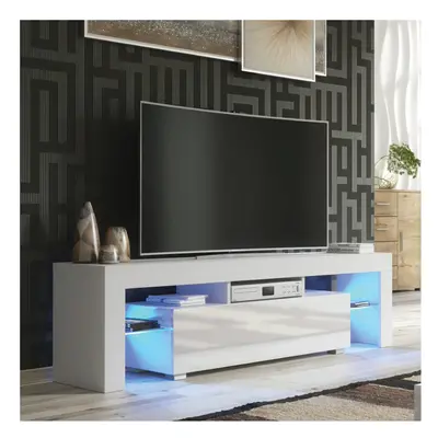 TV Unit 160cm LED Creative Furniture - White Gloss Doors