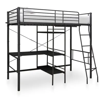 vidaXL Bunk Bed with Table Frame Black Metal 90x200cm Loft Beds Twin Sleeper