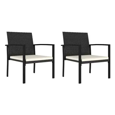 vidaXL 2x Garden Dining Chairs Poly Rattan Black Outdoor Armchair Seating