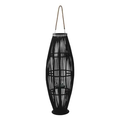 vidaXL Hanging Candle Lantern Holder Bamboo Black 95cm Pendant Lighting Decor