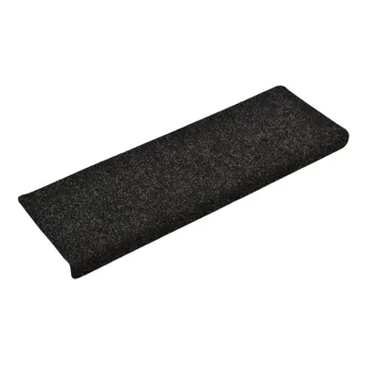 vidaXL Stair Mats Carpet Stair Tread Stair Step Rug pcs Needle Punch Black