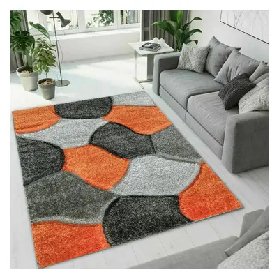 (Orange-Grey, x cm ) Modern Shaggy Hallway Runner Living Room PONA Rugs