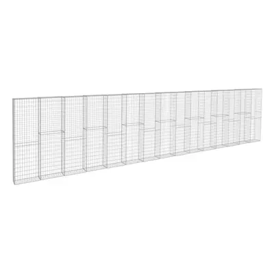 vidaXL Gabion Wall with Covers Galvanised Steel 900x50xcm Patio Panel Basket