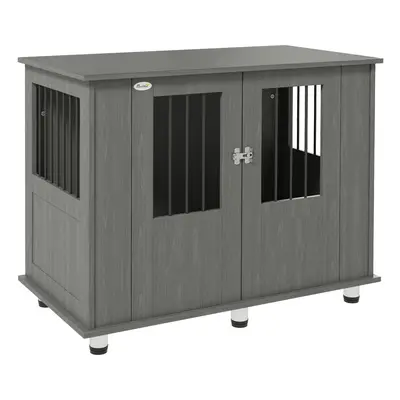 PawHut Dog Crate Kennel Cage for Medium Large Dog, Indoor End Table, Grey