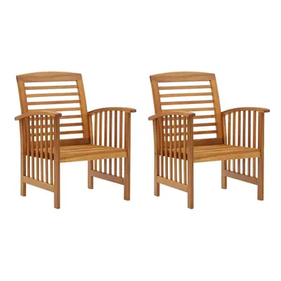 vidaXL 2x Solid Acacia Wood Garden Chairs Wooden Outdoor Dining Seat Armchair