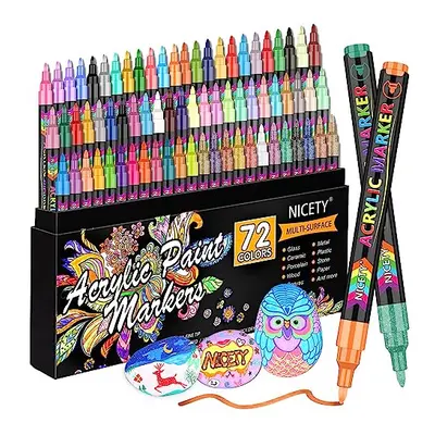 NICETY Acrylic Paint Pens Set - Colours Paint Markers for Rock Painting Stone Glass Ceramic Wood