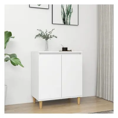 vidaXL Sideboard with Solid Wood Legs White Engineered Wood Storage Cabinet