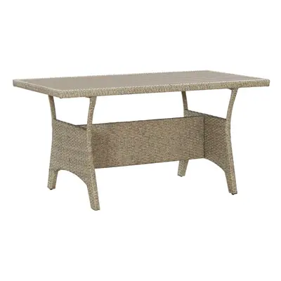 vidaXL Garden Table Grey Poly Rattan Outdoor Patio Lightweight Dining Table