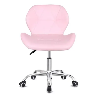 (Pink) Desk chair for Home,Office Swivel Chair PU Leather Comfy Padded Red Computer Chair Adjust