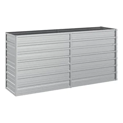 vidaXL Garden Raised Bed 160x40x77 cm Galvanized Steel Silver Flower Box Pot