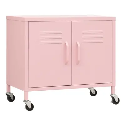 vidaXL Storage Cabinet Pink Steel Home Sideboard Cupboard Display Cabinet