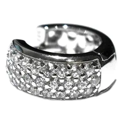 Mens Huggie Hoop Earring Pave Cubic Zirconia Solid Sterling Silver Gents Creole