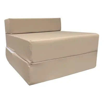 (Beige ) Cotton Twill Single Chairbed Z Bed Guest FoldOut Futon Sofa Bed