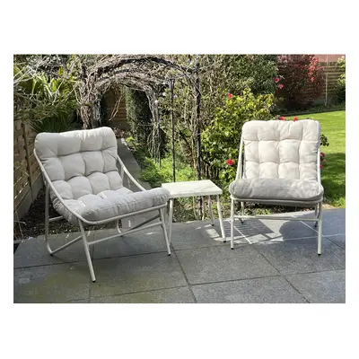 (Cream) 3pc Garden Furniture Patio Balcony Set w/ Cushions