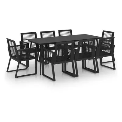 vidaXL Outdoor Dining Set Piece PVC Rattan Black Garden Patio Furniture Set