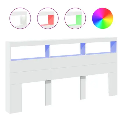 vidaXL Headboard Cabinet with LED Bedroom Bed Headboard White 200x17x102 cm