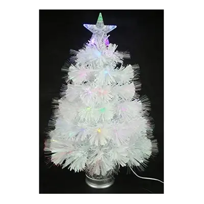 Christmas Concepts 2ft (60cm) White Iridescent PVC Fibre Optic Christmas Tree With Colour Changi