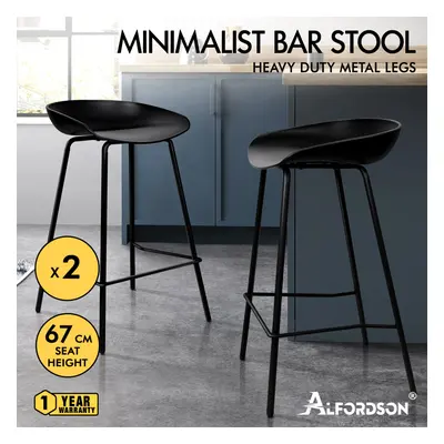 ALFORDSON 2x Kitchen Bar Stools Bar Stool Counter Chairs Metal Black Finn