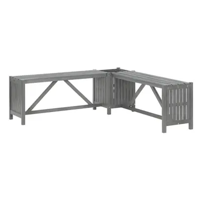 vidaXL Solid Acacia Wood Garden Corner Bench with Planter 117cm Grey Seating