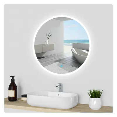 (700mm) Round Mirror with LED Lights Dimmable for Bathroom Bedroom