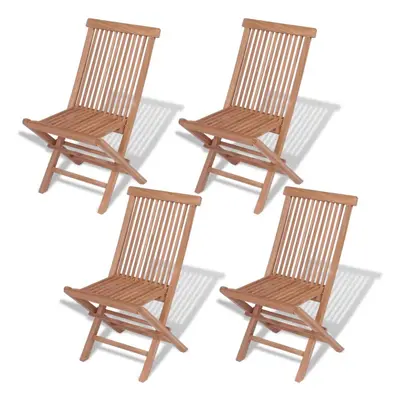 vidaXL 4x Solid Teak Outdoor Folding Chairs Garden Patio Dining Camping Seat