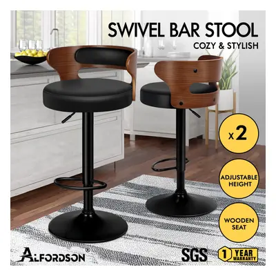 ALFORDSON 2x Bar Stool Kitchen Swivel Chair Wooden Leather Gas Lift Ramiro