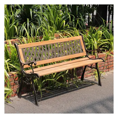 (#1 Lattice: L125 x W48 x H72cm) Vintage Garden Bench Outdoor Seating Cast Iron Leg Patio Seater