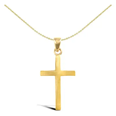 Jewelco London Solid 18ct Yellow Gold Plain Cross Pendant - JPX143