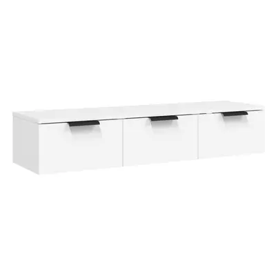 (White) vidaXL Wall Cabinet Floating TV Unit Media Cabinet Storage Engineered Wood