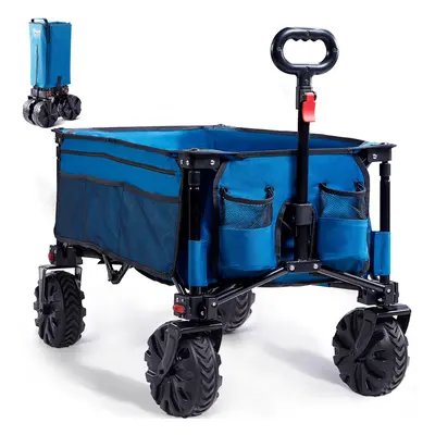 TIMBER RIDGE Beach Trolley Cart with Detachable Wide Wheels 100kg Capacity, Folding Festival Wag