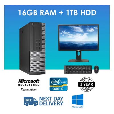 Desktop PC Intel Dual Core with 16GB Memory 1TB HDD Installed With windows 10. Comes with x Moni