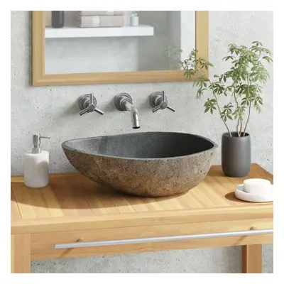 vidaXL Basin Natural River Stone Oval Cloakroom Bathroom Washroom Wash Sink