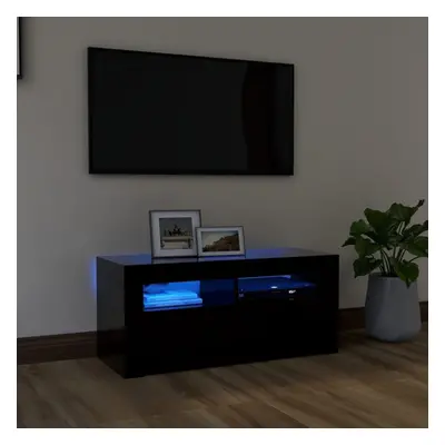 vidaXL TV Cabinet with LED Lights Black Hifi Stand Desk TV Unit Hifi Cabinet