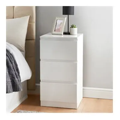 3 Drawer High Gloss Chest Nightstand Bedside Cabinet Storage Unit White