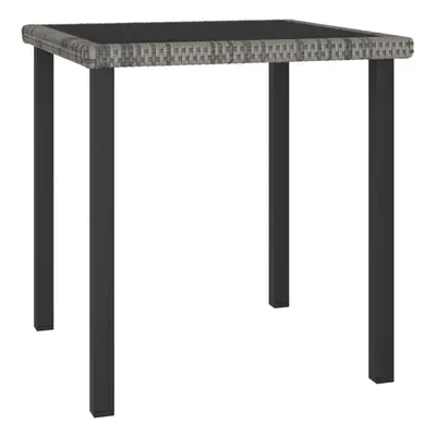 vidaXL Garden Dining Table Grey Poly Rattan Outdoor Dinner Desk Furniture