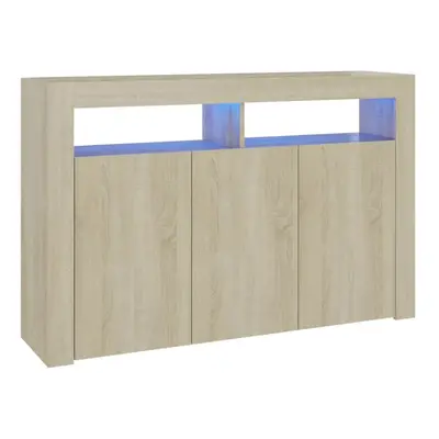 vidaXL Sideboard with LED Lights Sonoma Oak Home Living Room Storage Cabinet