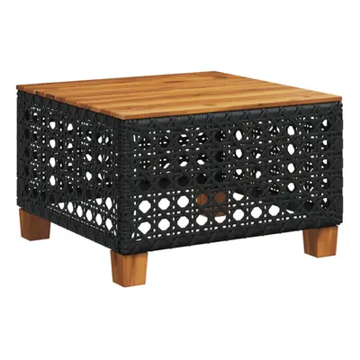 vidaXL Garden Table Outdoor Table Dining Table Black Poly Rattan Acacia Wood