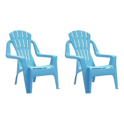 (blue) vidaXL Garden Chairs Patio Outdoor Chair pcs for Children PP Wooden Look