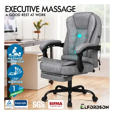 ELFORDSON Massage Office Chair Executive with Footrest Vintage Grey