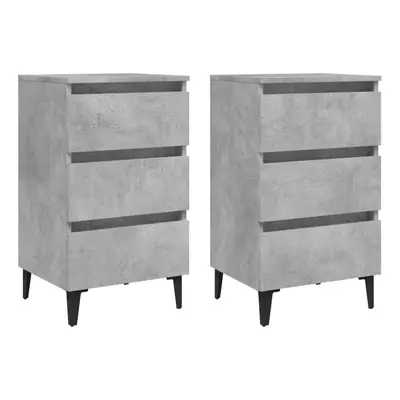 vidaXL 2x Bed Cabinets with Metal Legs Concrete Grey Nightstand Home Table