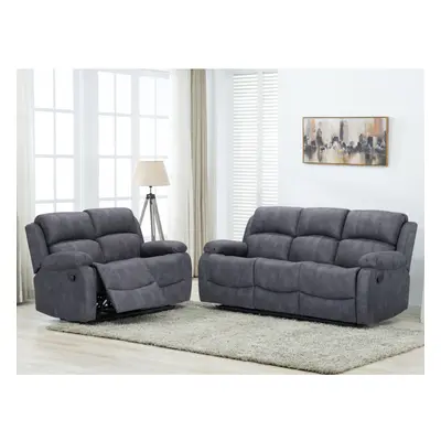 Alaska + Fabric Reclining Sofas Grey Recliner