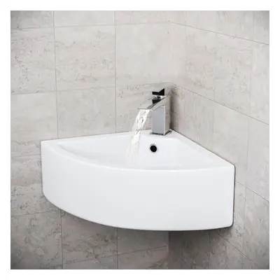 Tulla x 470mm Large Quarter Circle Corner Wall Hung Basin Sink