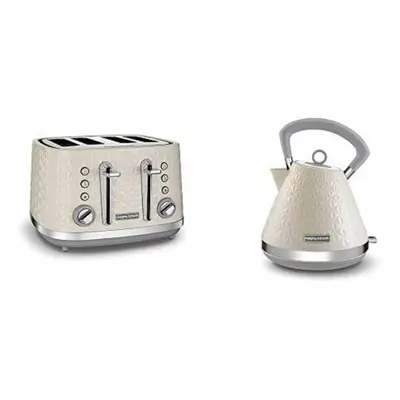 Morphy Richards Vector Slice Toaster Cream Four Slice Toaster Cream Toaster + Pyramid Kettle Tra