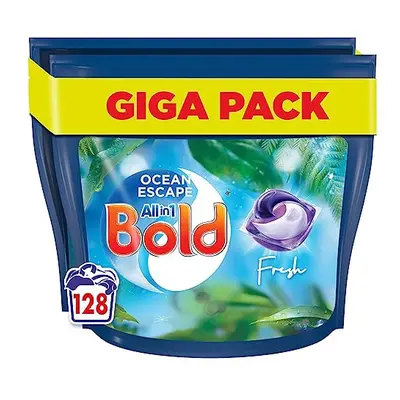 Bold All-in-1 PODS Washing Liquid Laundry Detergent Tablets / Capsules, Washes (64 x 2), Ocean E