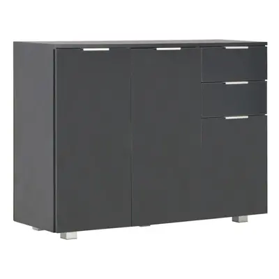 vidaXL Sideboard High Gloss Black Home Living Room Storage Drawer Side Cabinet